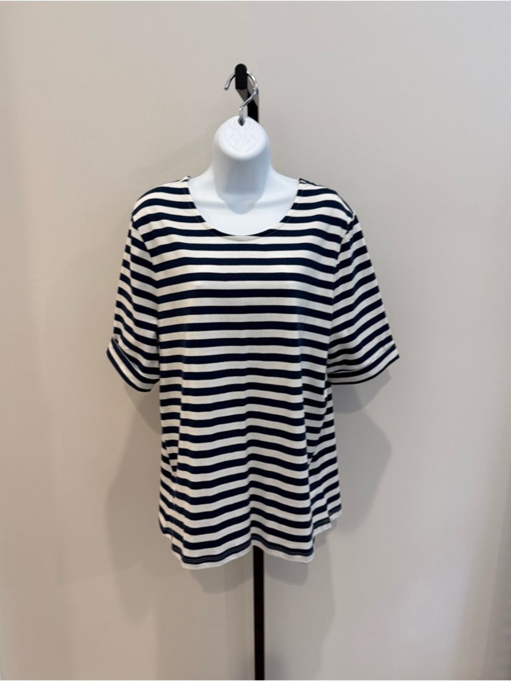NorthStyle Navy and White Striped Short Sleeve Tee